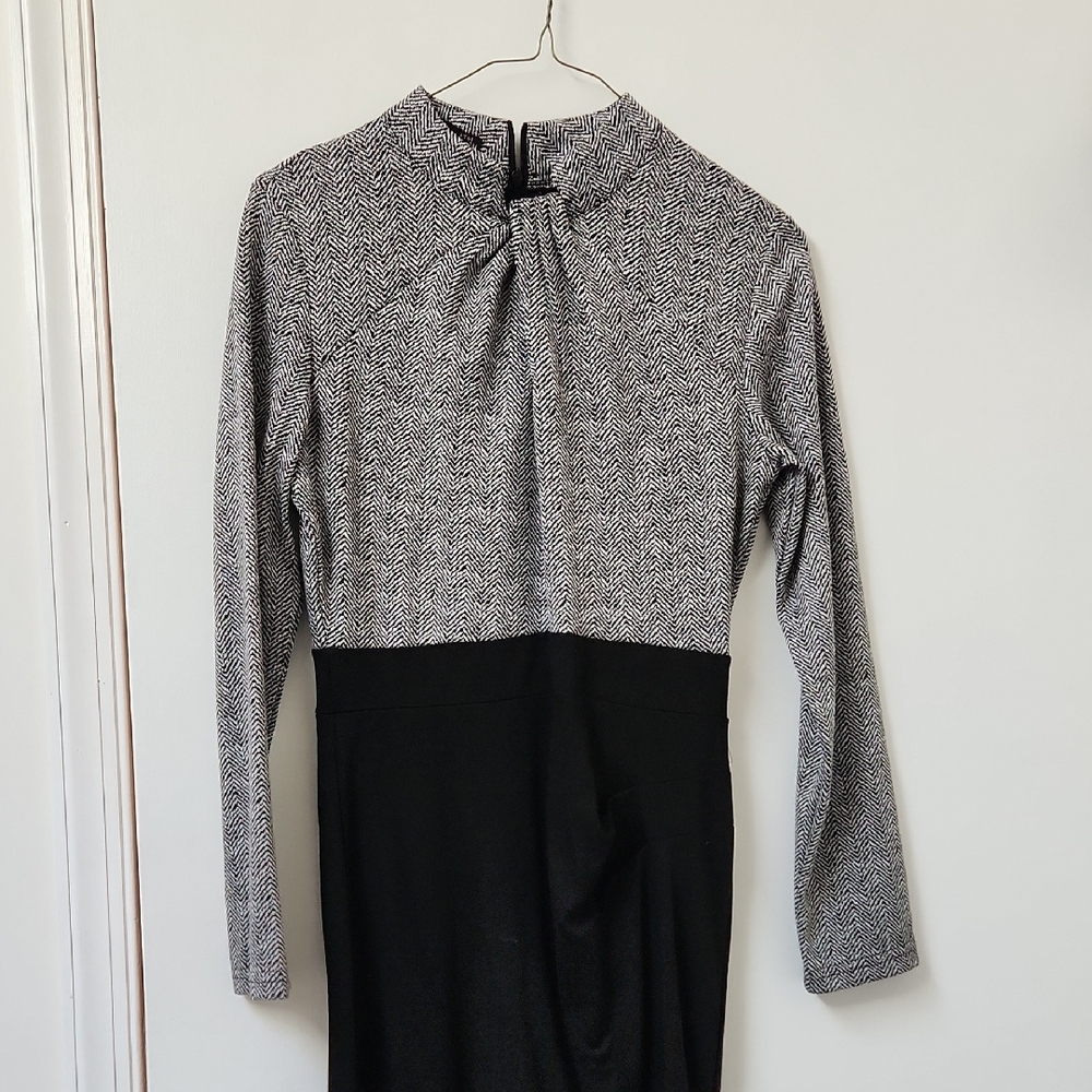 Black and White Long Sleeve Dress
